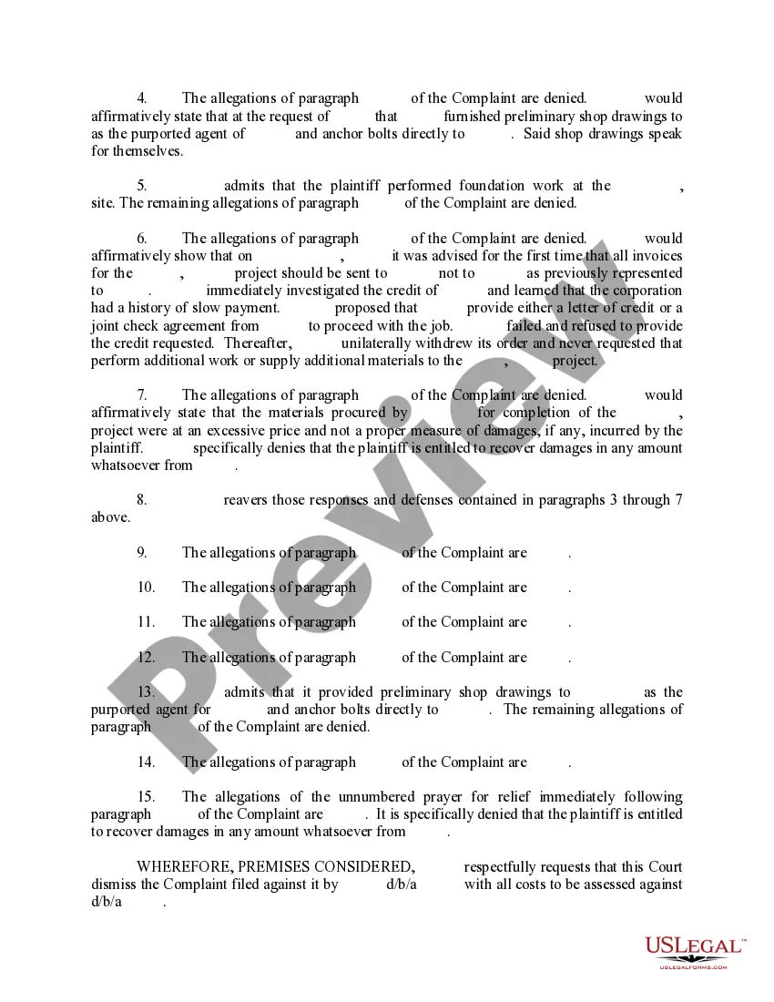 Preview Answer and Counter Claim