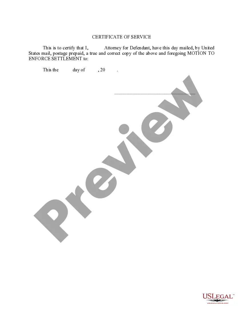 Get Motion to Enforce Settlement Preview Motion to Enforce Settlement