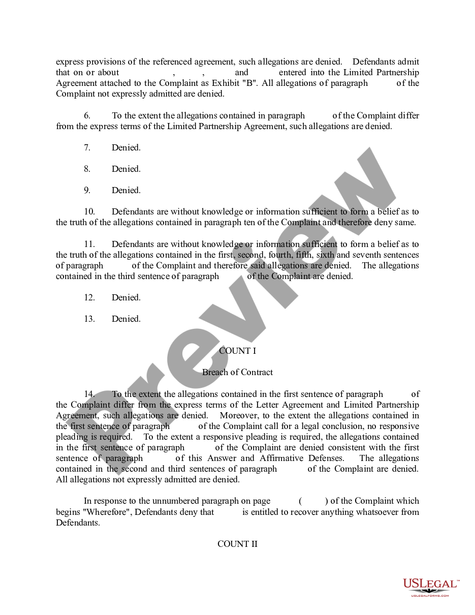page 1 Answer and Affirmative Defenses to Complaint preview