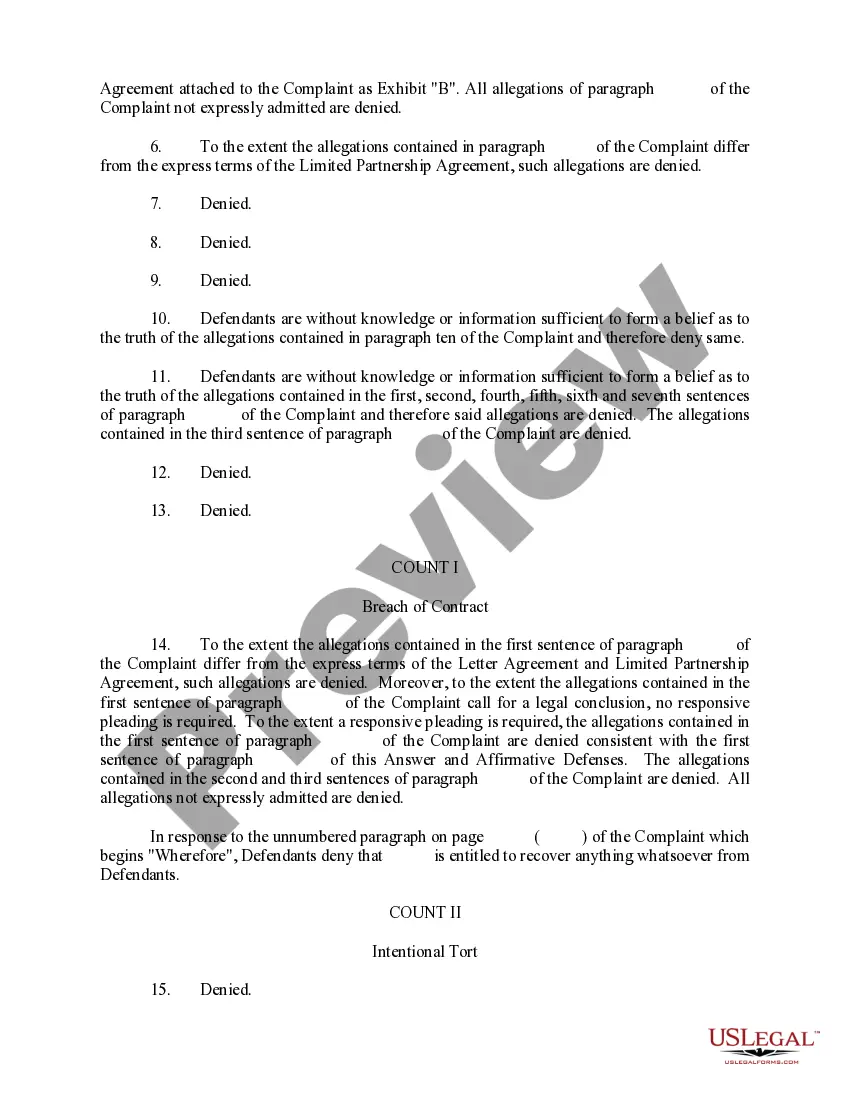 Get Answer and Affirmative Defenses to Complaint Preview Answer and Affirmative Defenses to Complaint