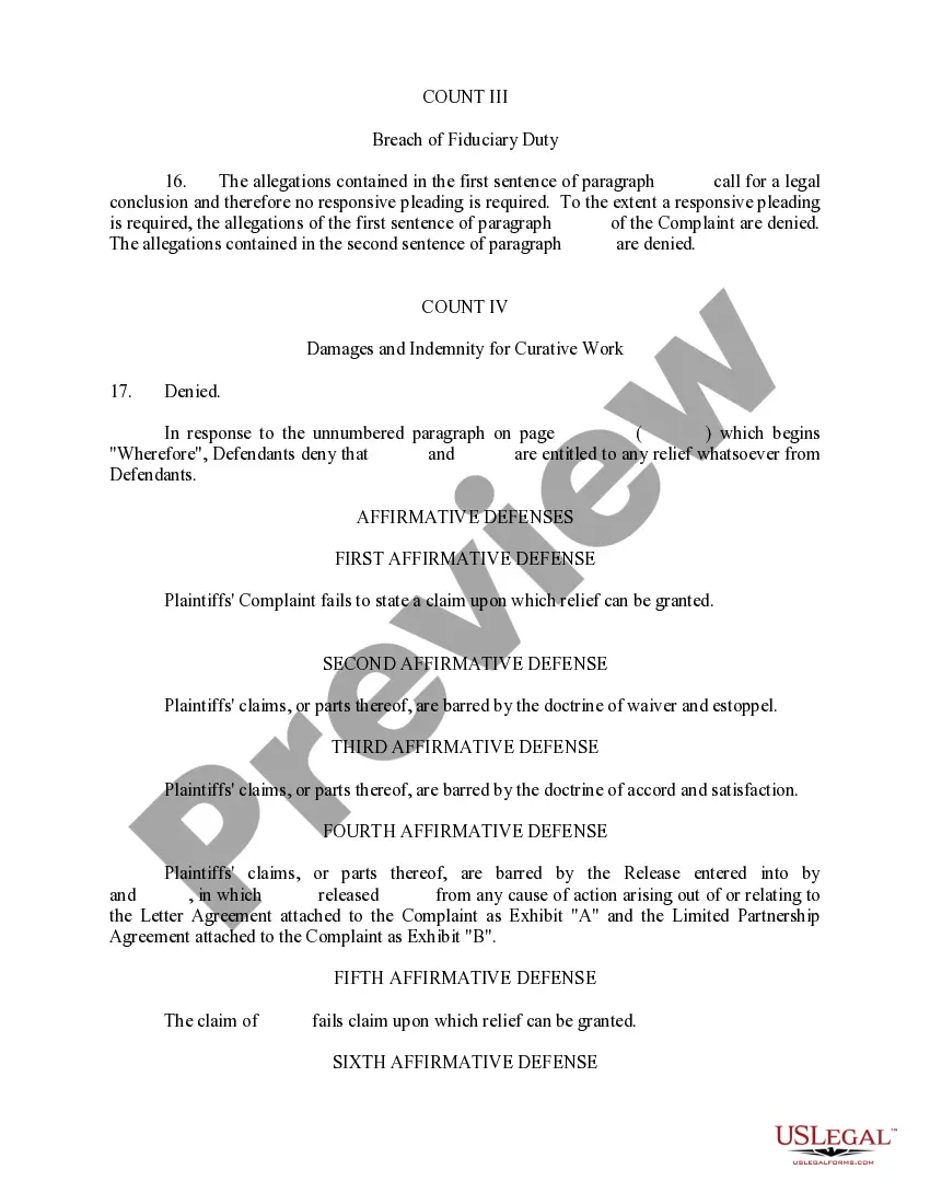 Get Answer and Affirmative Defenses to Complaint Preview Answer and Affirmative Defenses to Complaint