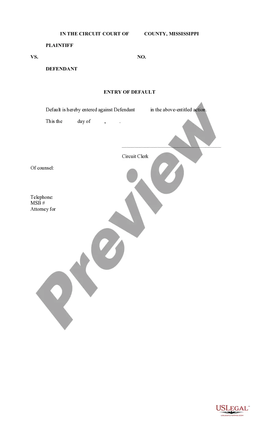 Preview Application for Entry of Default Judgment