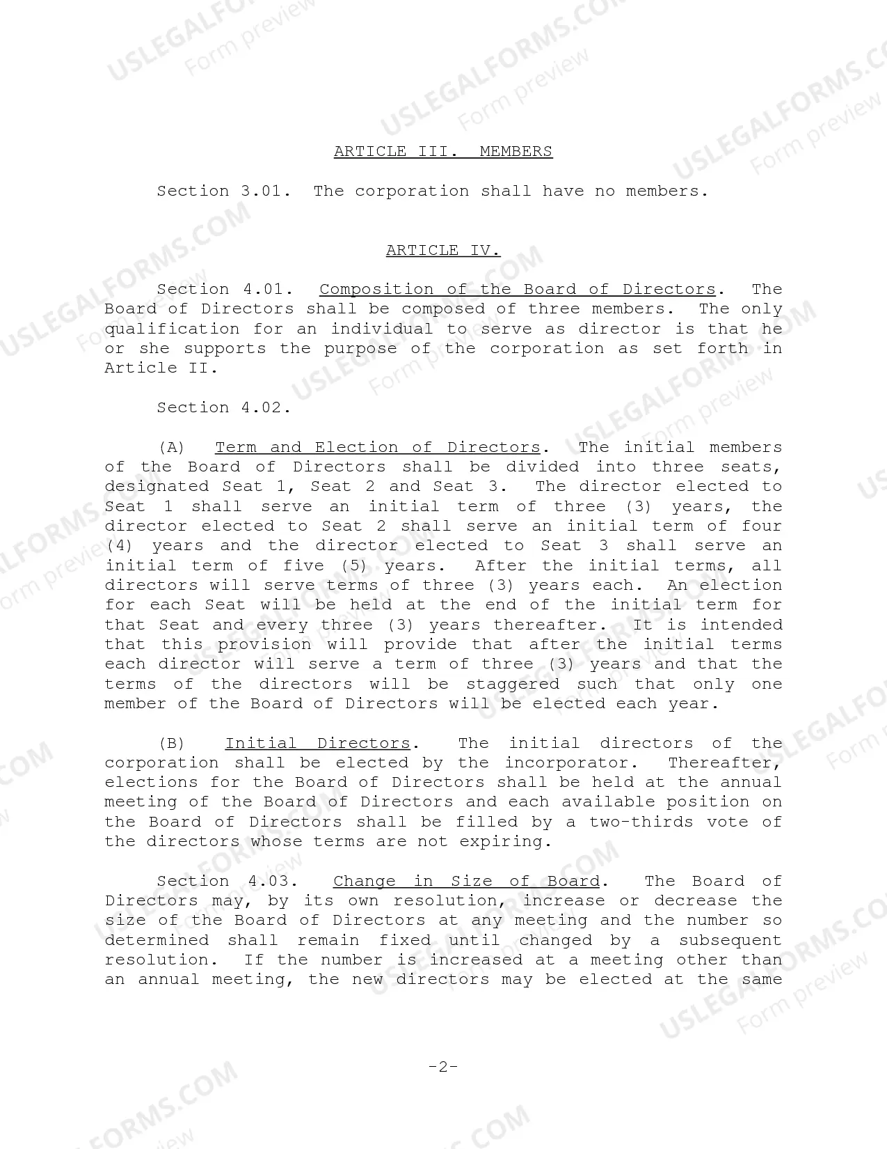 Preview Bylaws - Nonprofit Corporation