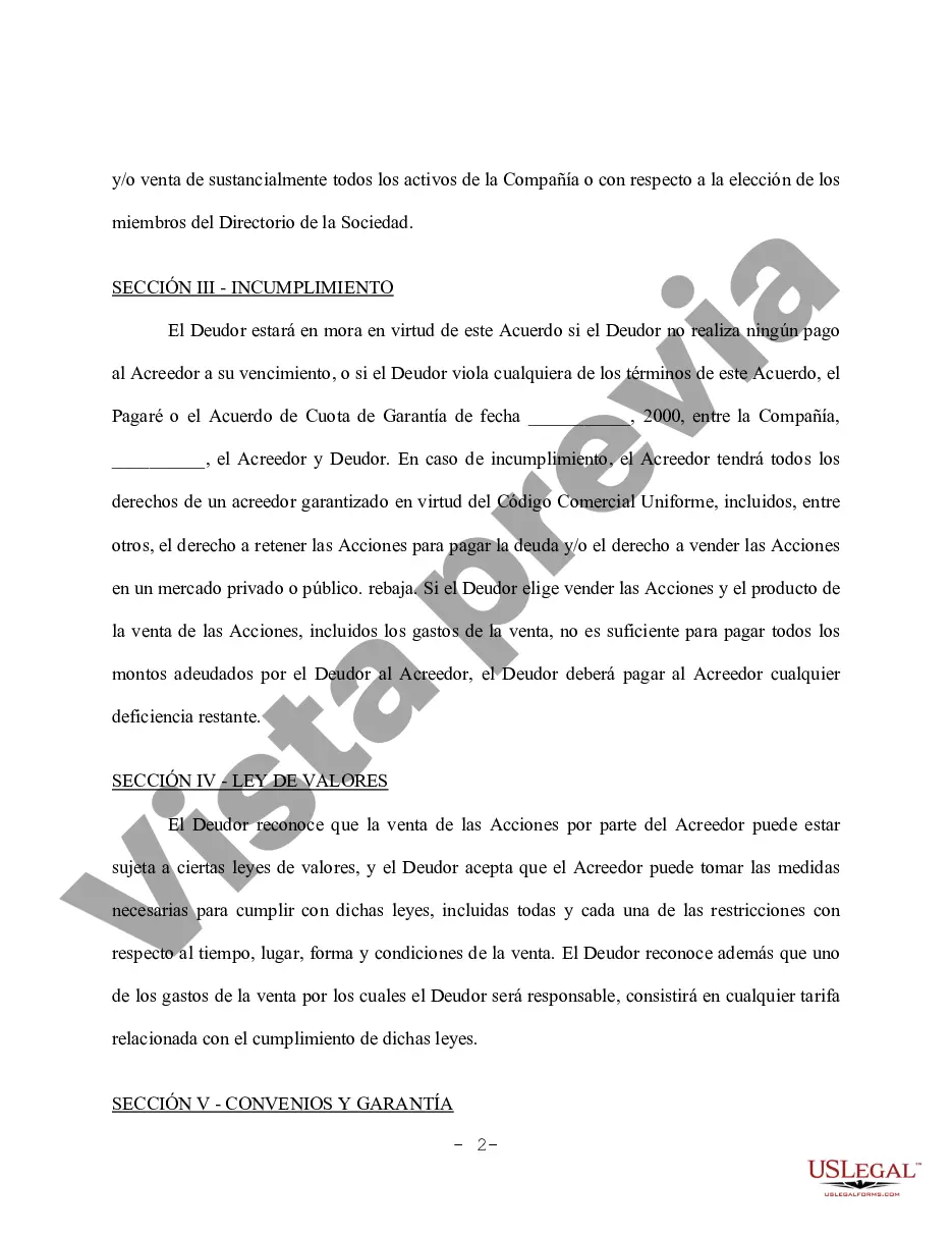 Preview Acuerdo de Prenda de Acciones