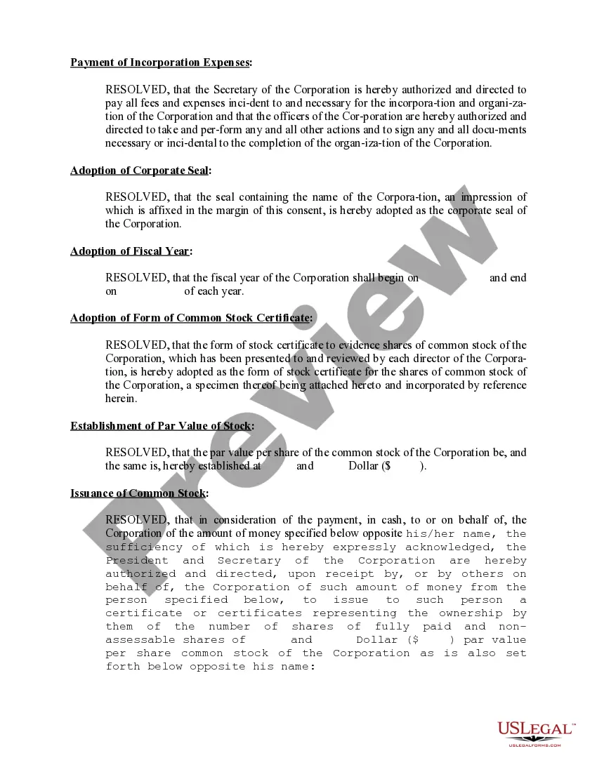 Preview Minutes of Joint Actions by Unanimous Consent in Lieu of Organizational Meeting