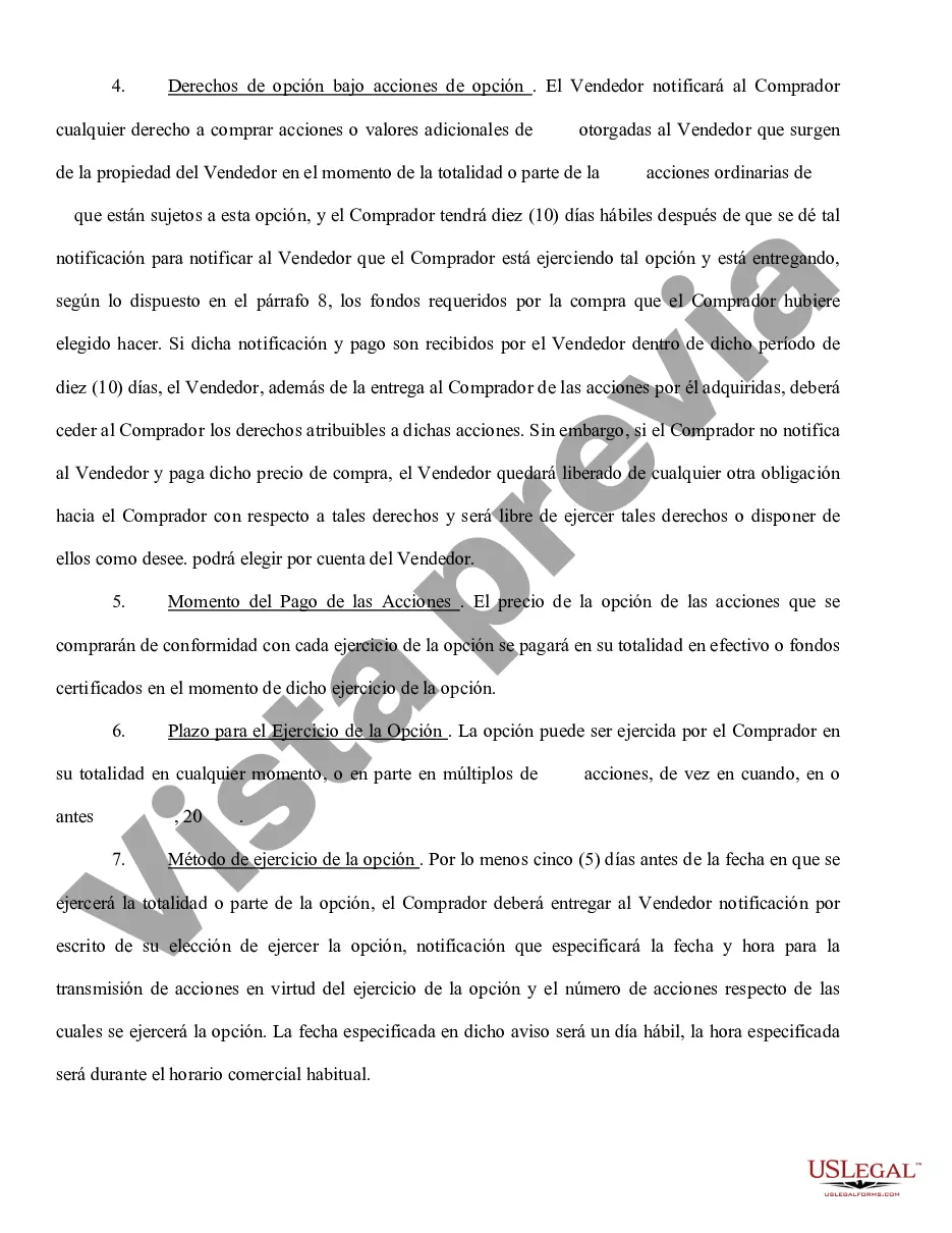 Preview Opción de Compra de Acciones - Larga - Formal
