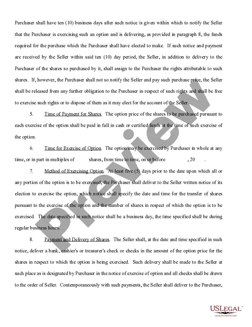 Get Option to Purchase Stock - Long - Formal Preview Option to Purchase Stock - Long - Formal