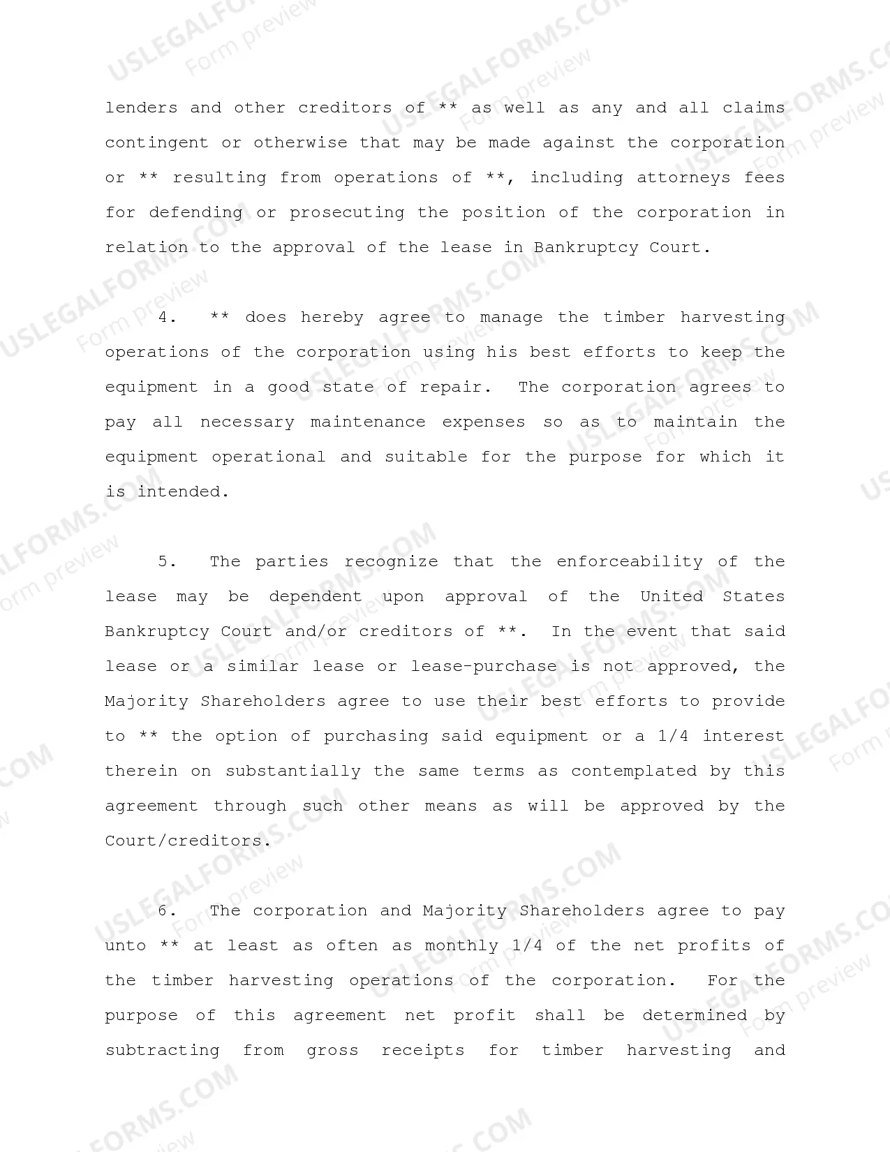 Preview Shareholders Agreement to lease equipment