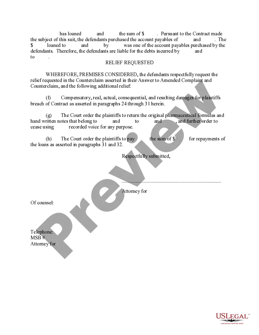 Preview Amended Counterclaim