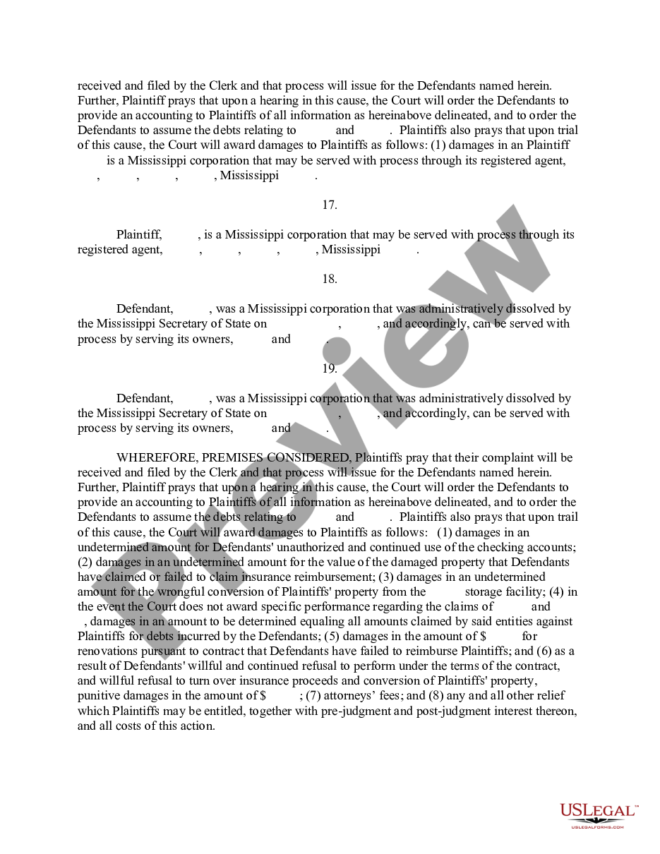 page 1 Amended Complaint for Accounting, Conversion Damages, Declaratory Judgment, and Specific Performance of Contract preview