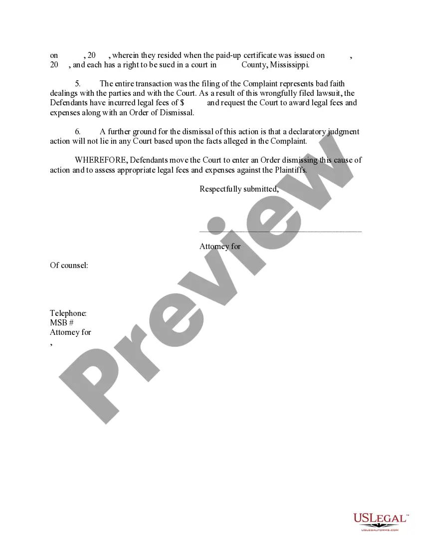 Preview Motion to Dismiss and For Sanctions