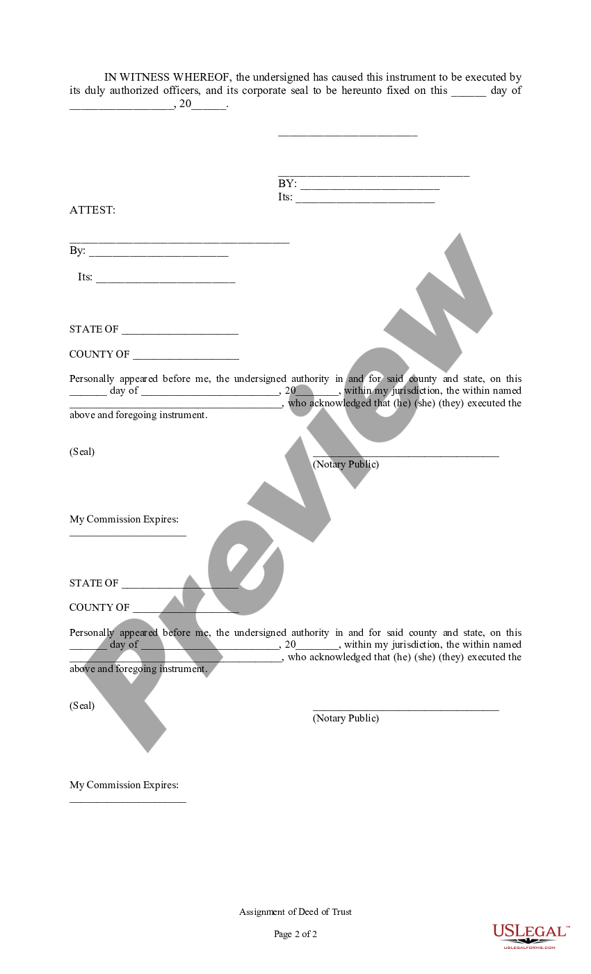 Mississippi Assignment of Deed of Trust - Assignment Of Deed Of Trust ...