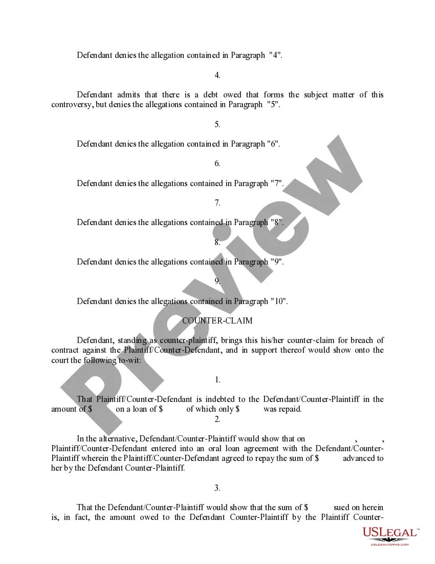 Preview Answers, Counterclaim and Motion for Sanctions
