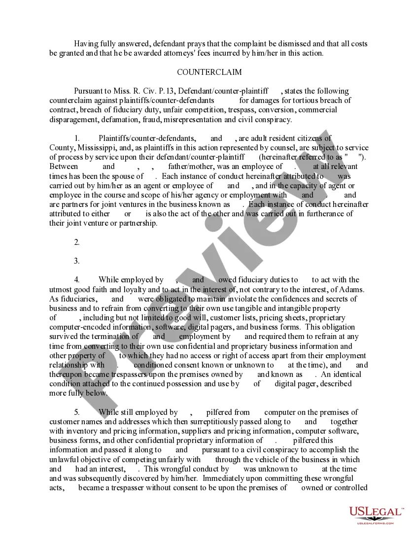 Preview Answer and Counterclaim