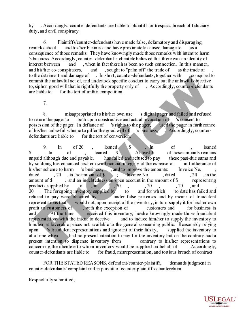 Preview Answer and Counterclaim