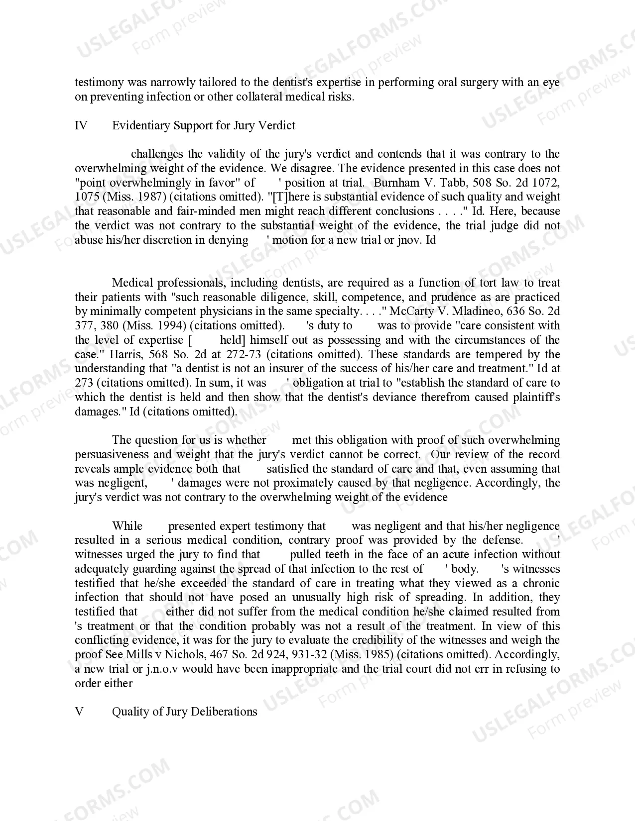 Preview Professional Malpractice Trial Court Disposition