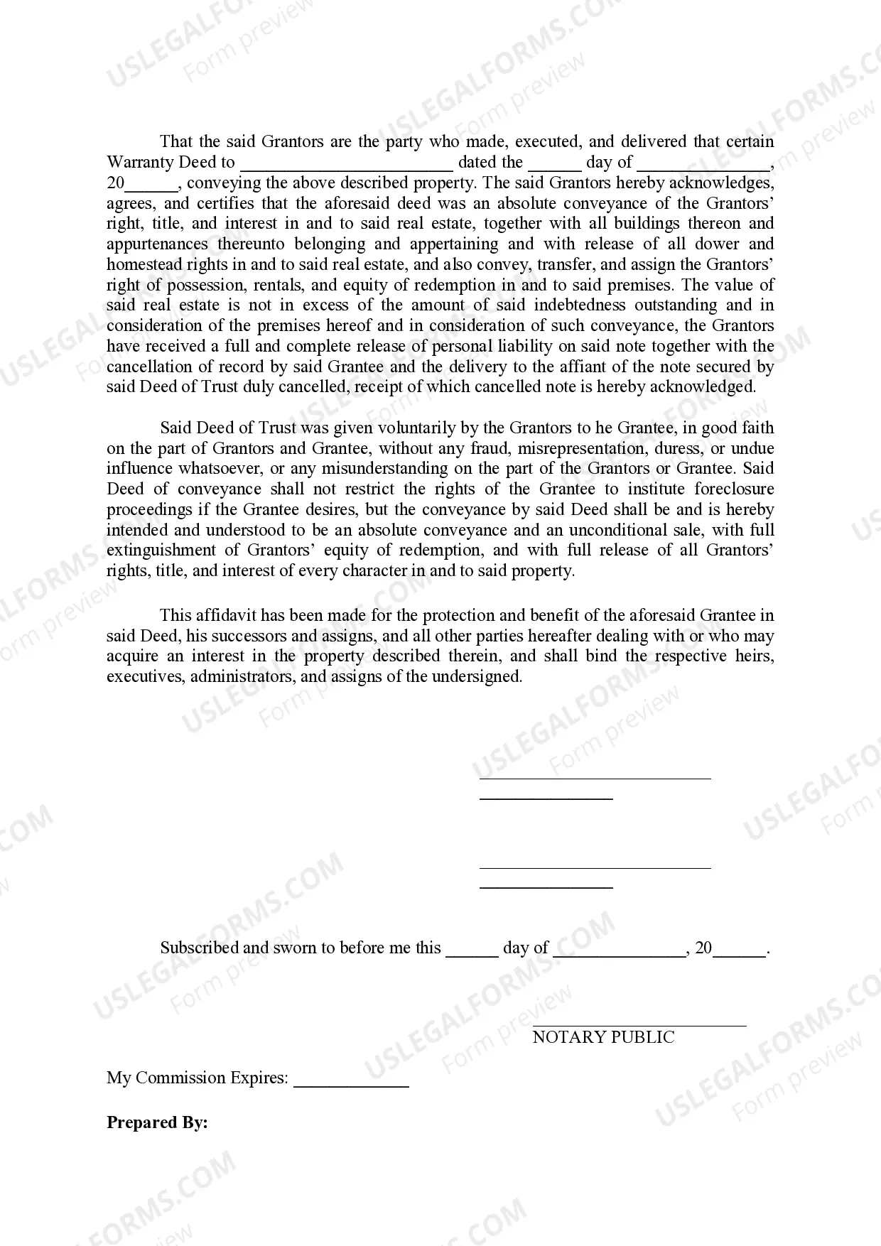 Preview Estoppel Affidavit