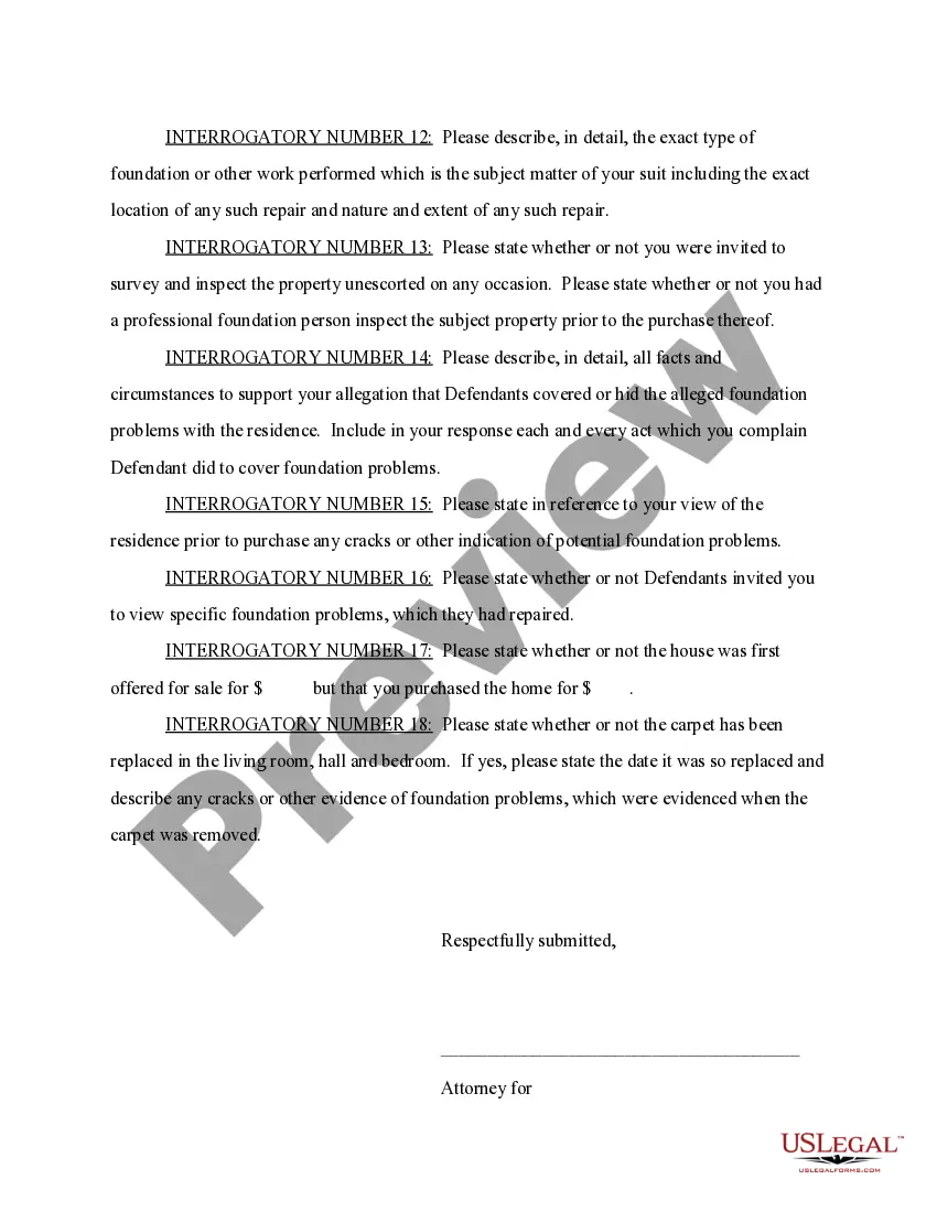 Preview Interrogatories - Faulty Foundation