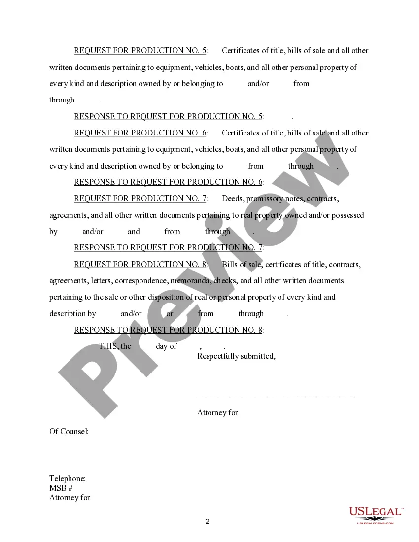 Preview Response and Objection to First Request for Production of Documents