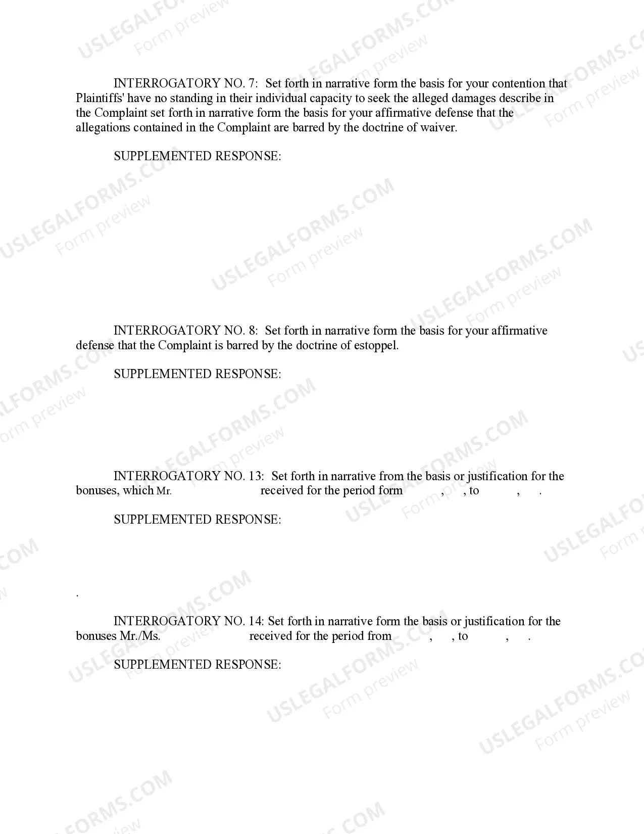 Preview Defendant's Supplement to Interrogatories and Request for Production of Documents
