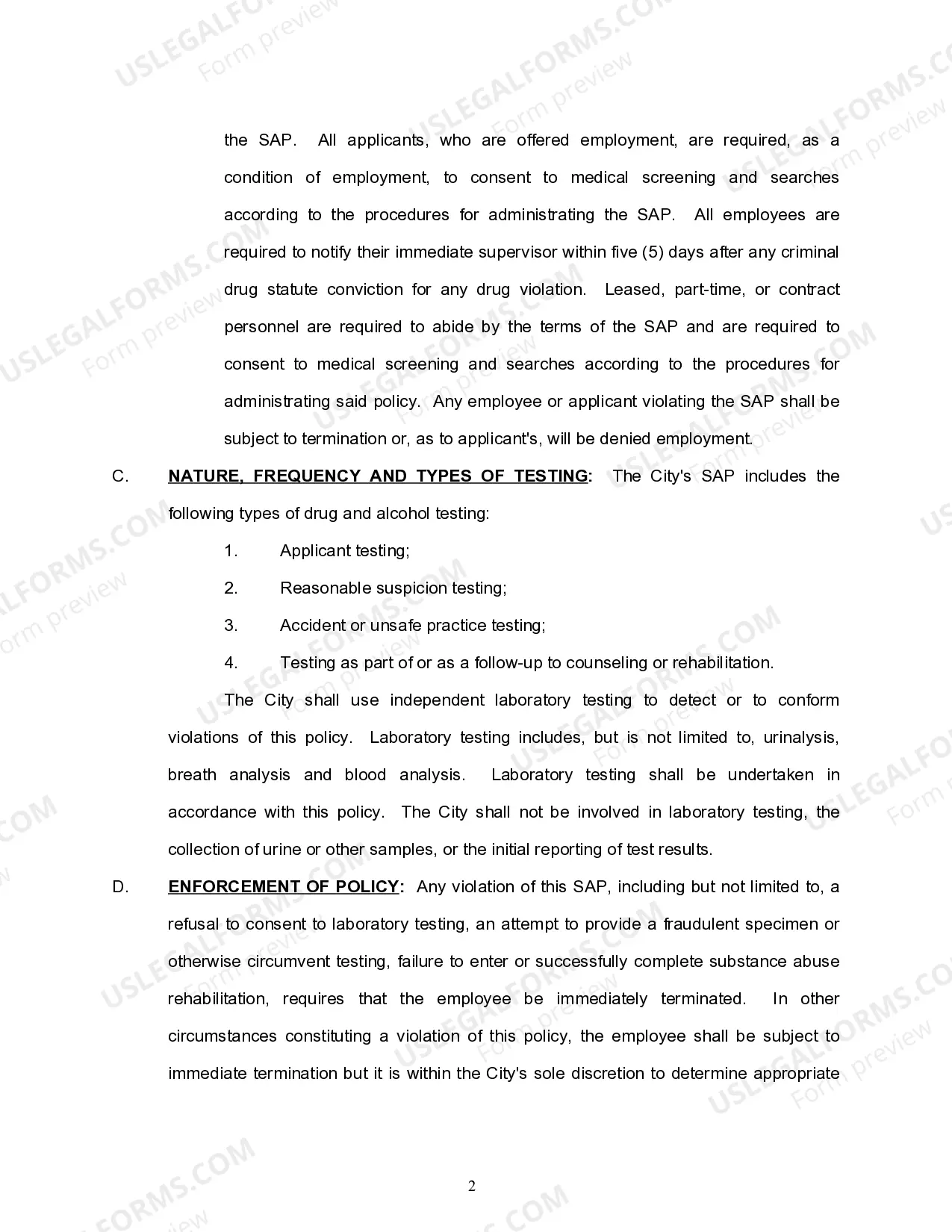 Preview Substance Abuse Policy