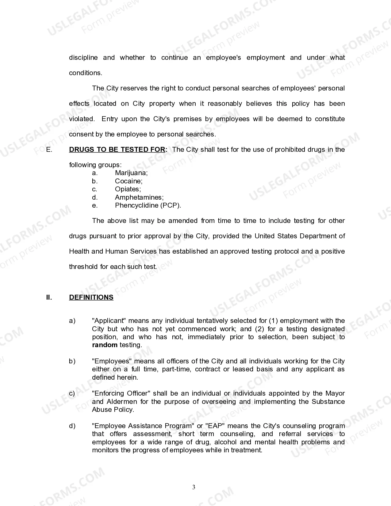 Preview Substance Abuse Policy