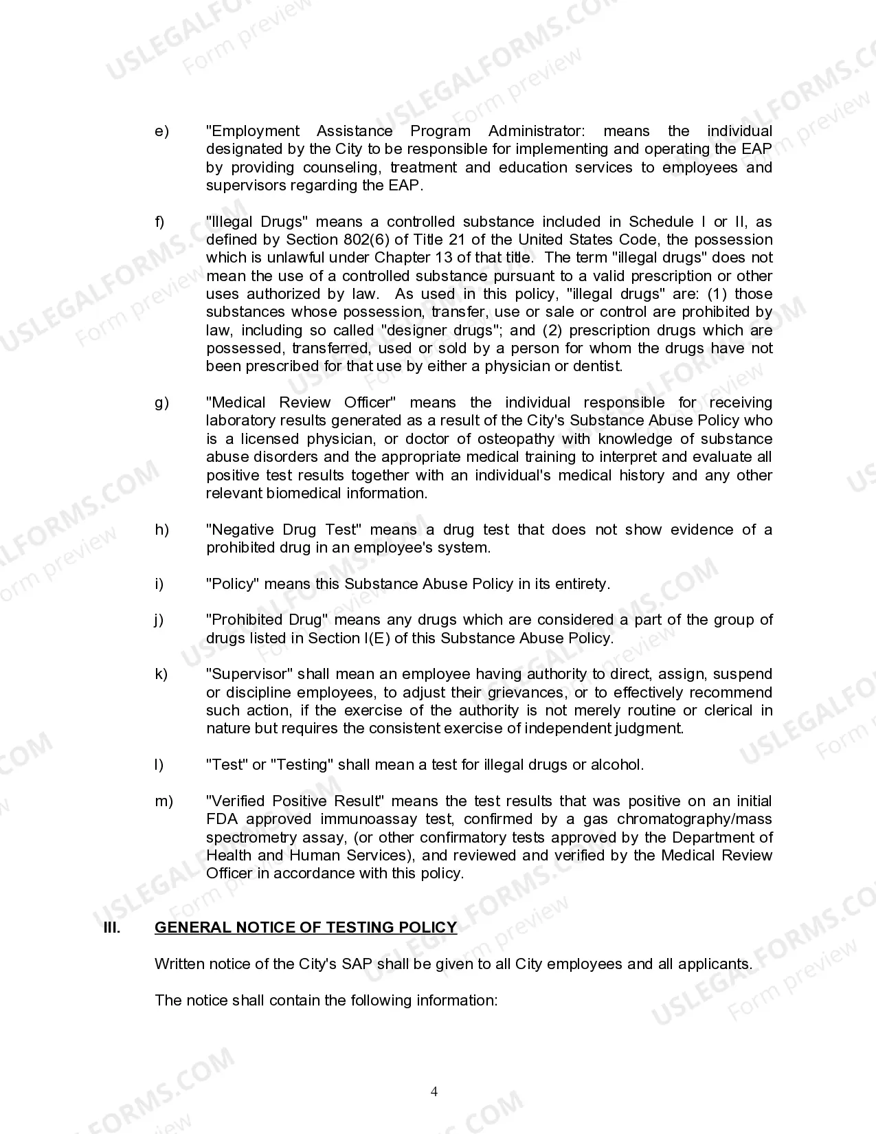 Preview Substance Abuse Policy