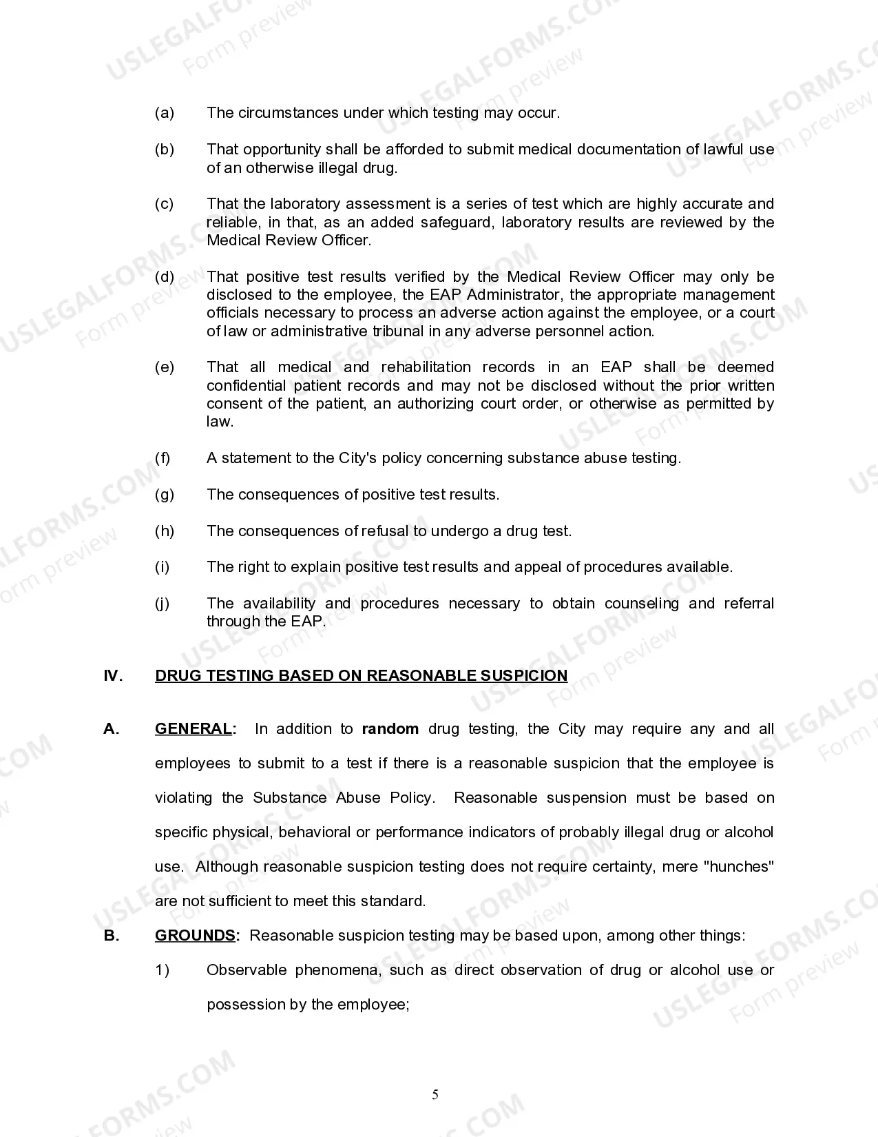 Preview Substance Abuse Policy