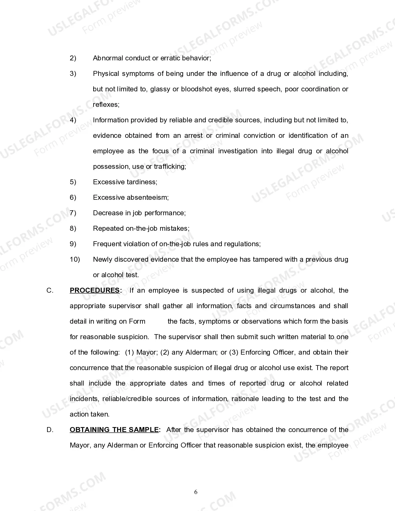 Preview Substance Abuse Policy