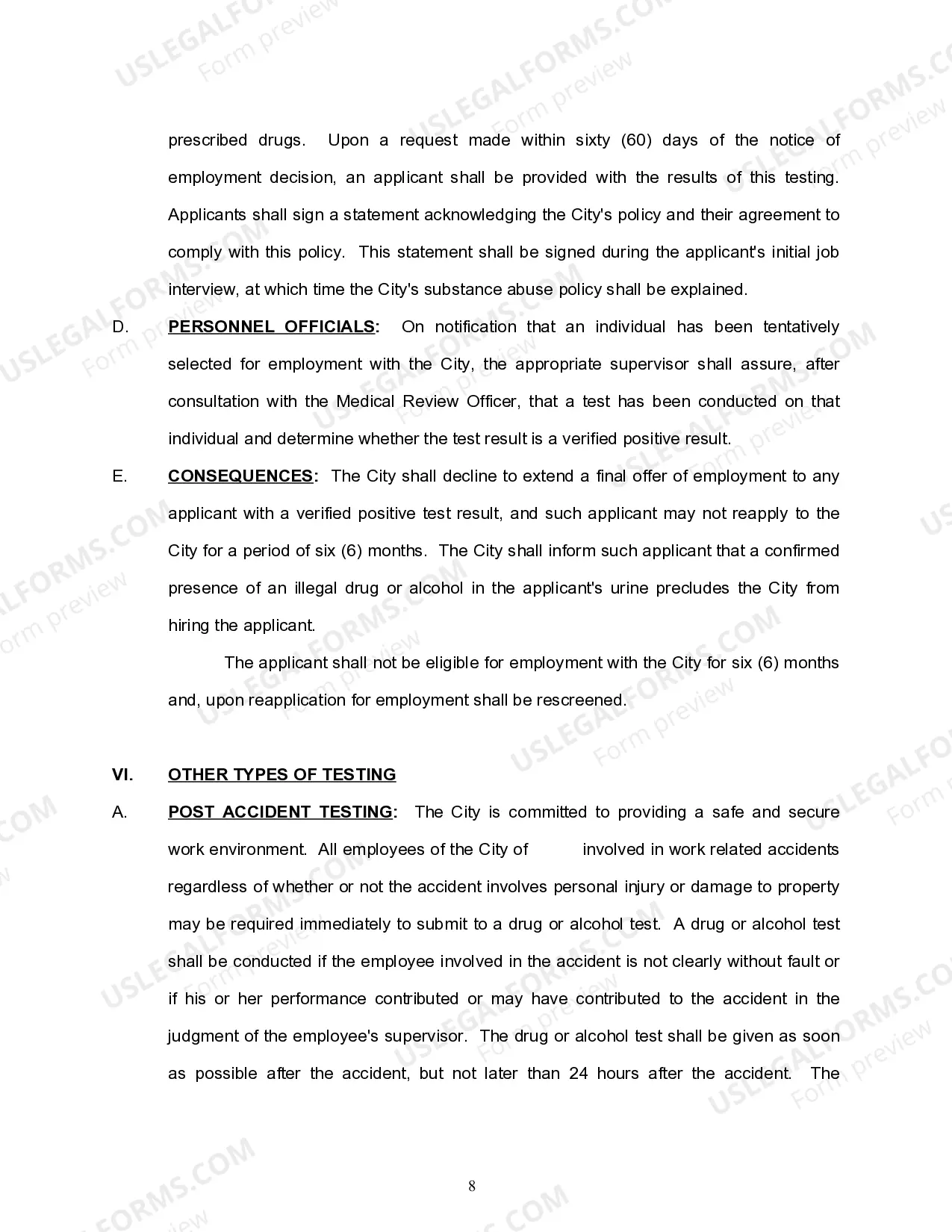 Preview Substance Abuse Policy