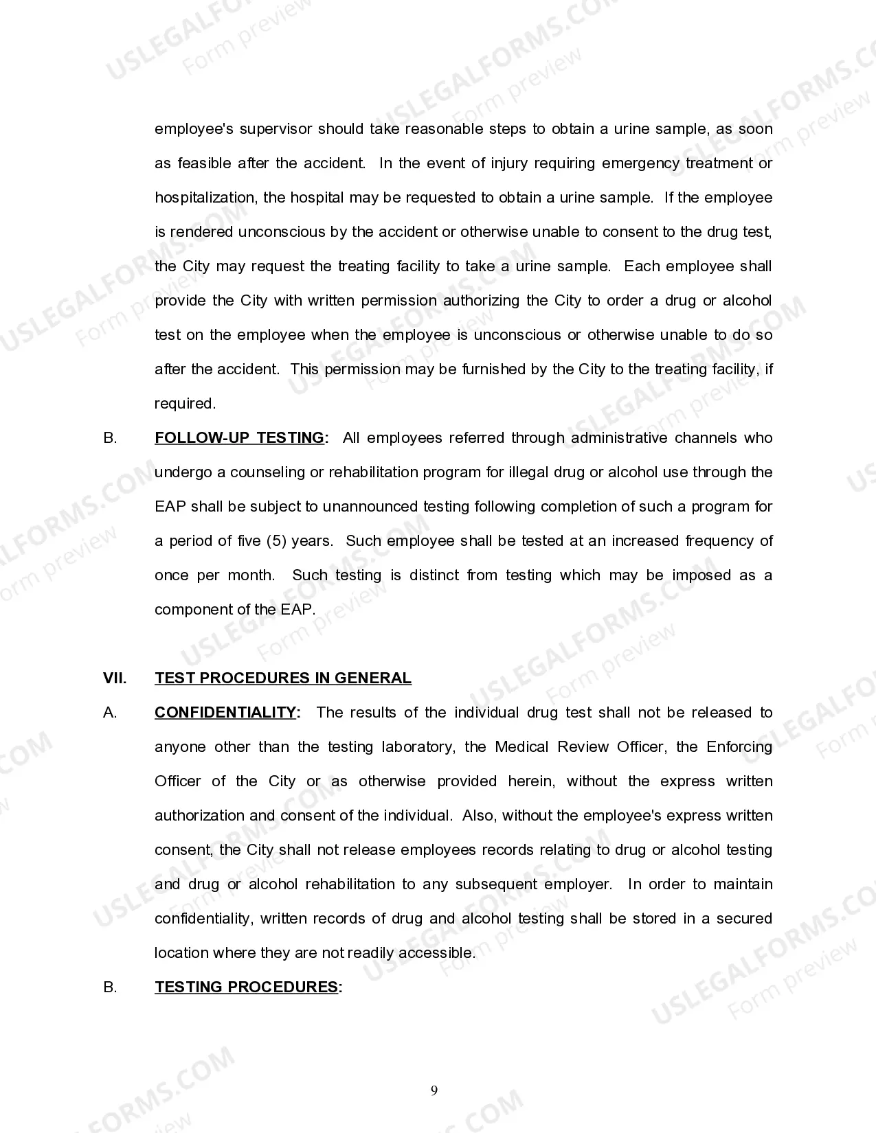 Preview Substance Abuse Policy