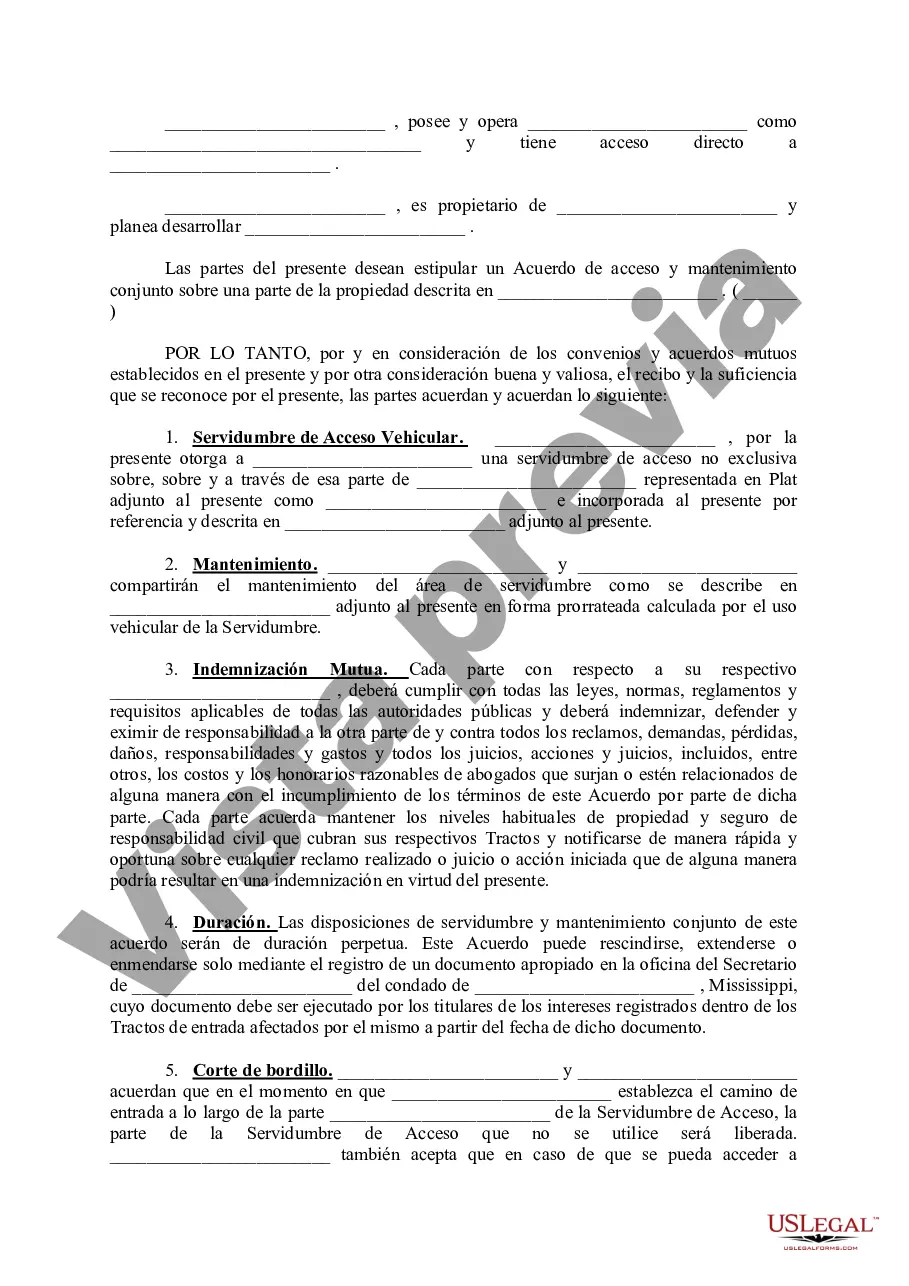 Preview Acuerdo de acceso y mantenimiento conjunto