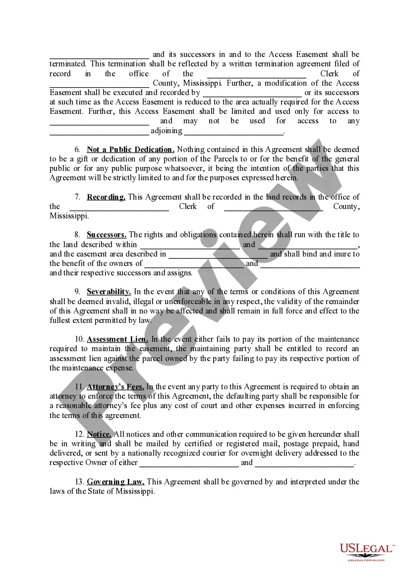 Preview Access and Joint Maintenance Agreement