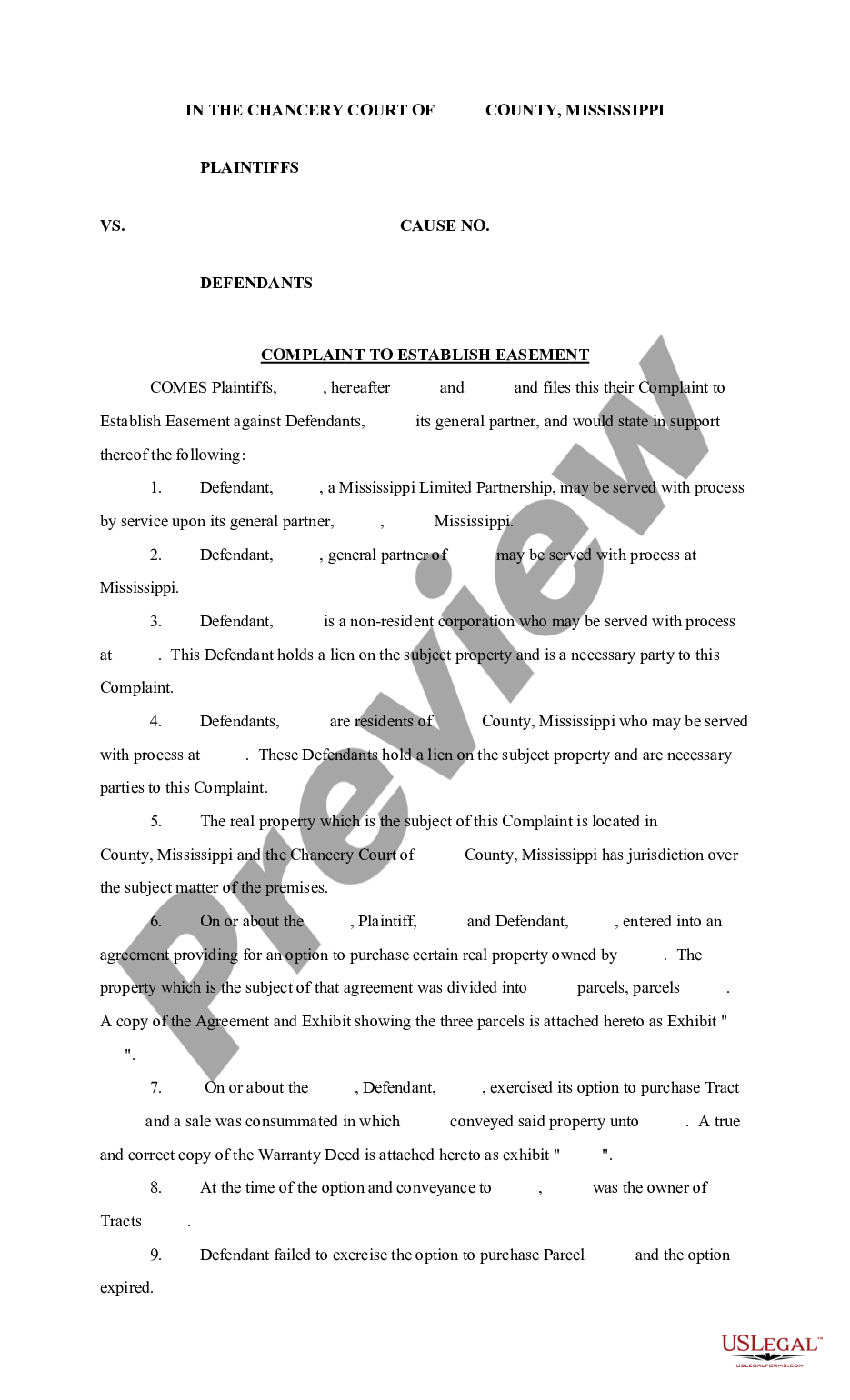 page 0 Complaint to Establish Easement preview