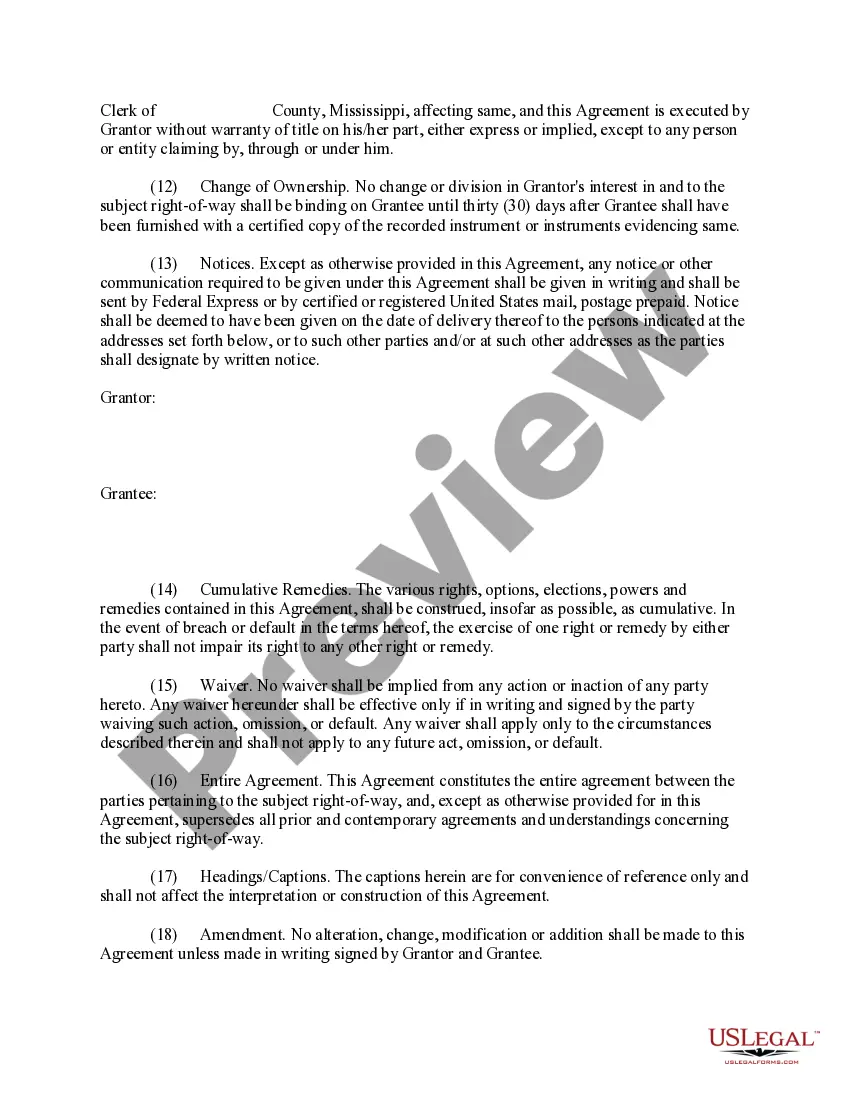 Get Right of Way and Easement Agreement Preview Right of Way and Easement Agreement