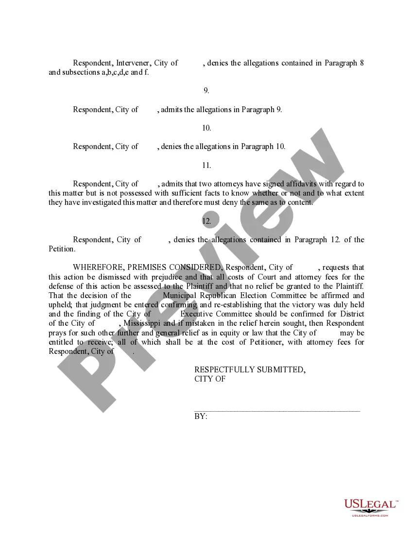 Preview Intervenor's Answers and Affirmative Defenses