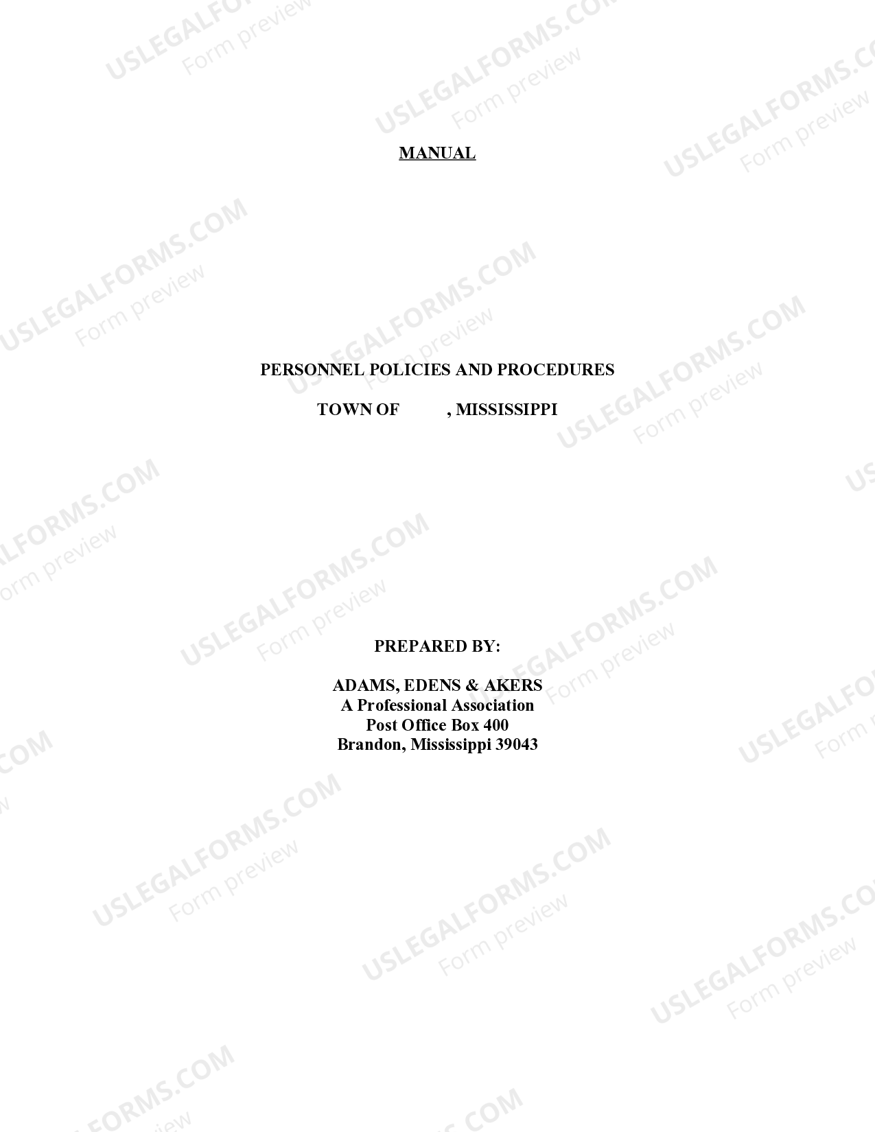 Mississippi Personnel Policies Manual Town of Pelahatchie US