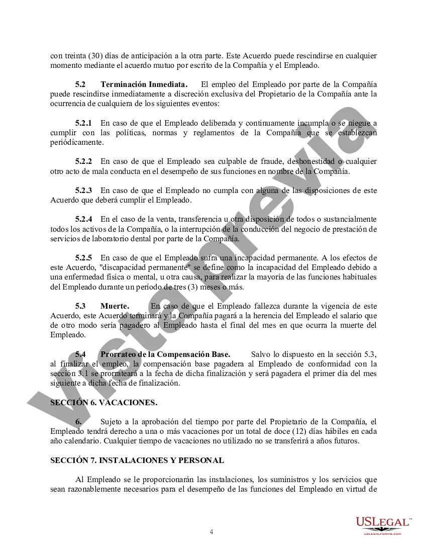 Preview Contrato de trabajo entre propietario único y un empleado