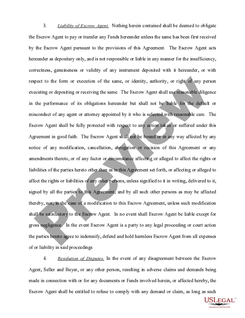 Get Escrow Agreement Preview Escrow Agreement
