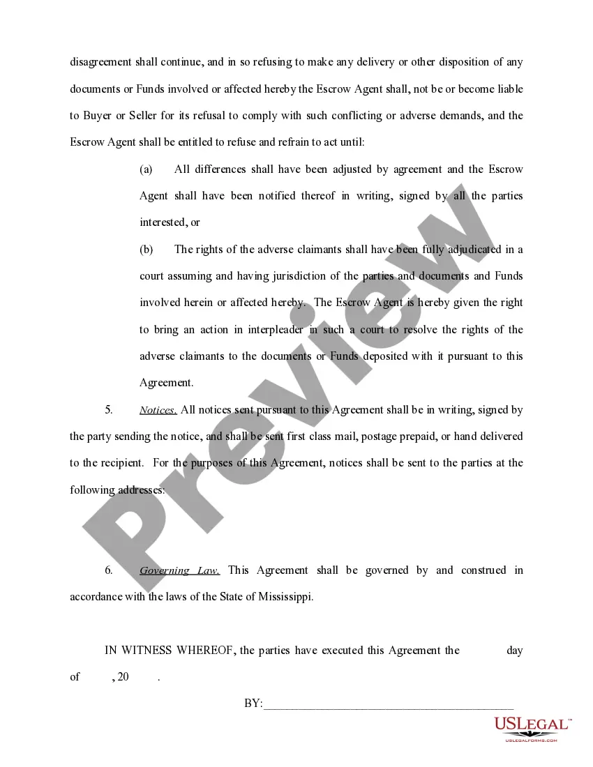 Get Escrow Agreement Preview Escrow Agreement