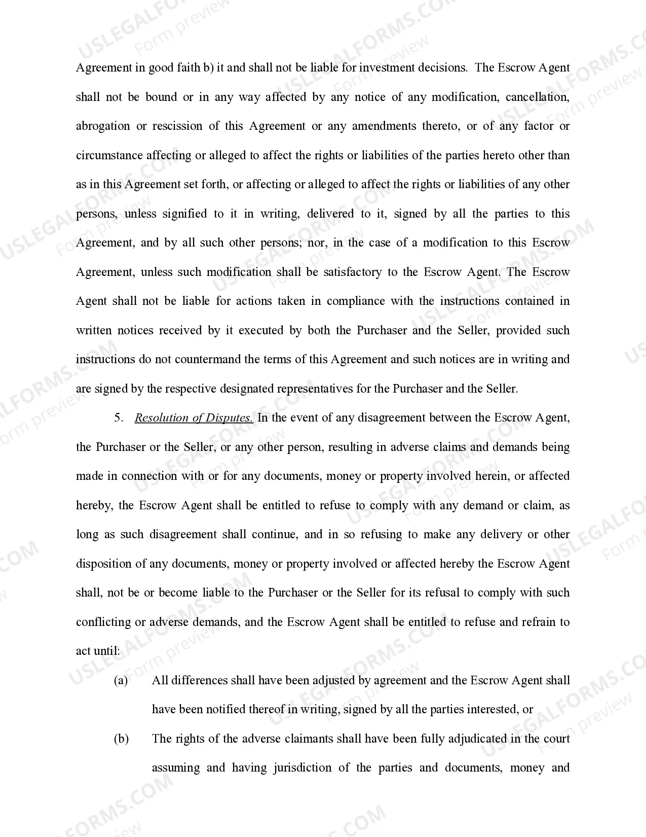 Preview Escrow Agreement between Limited Partnerships