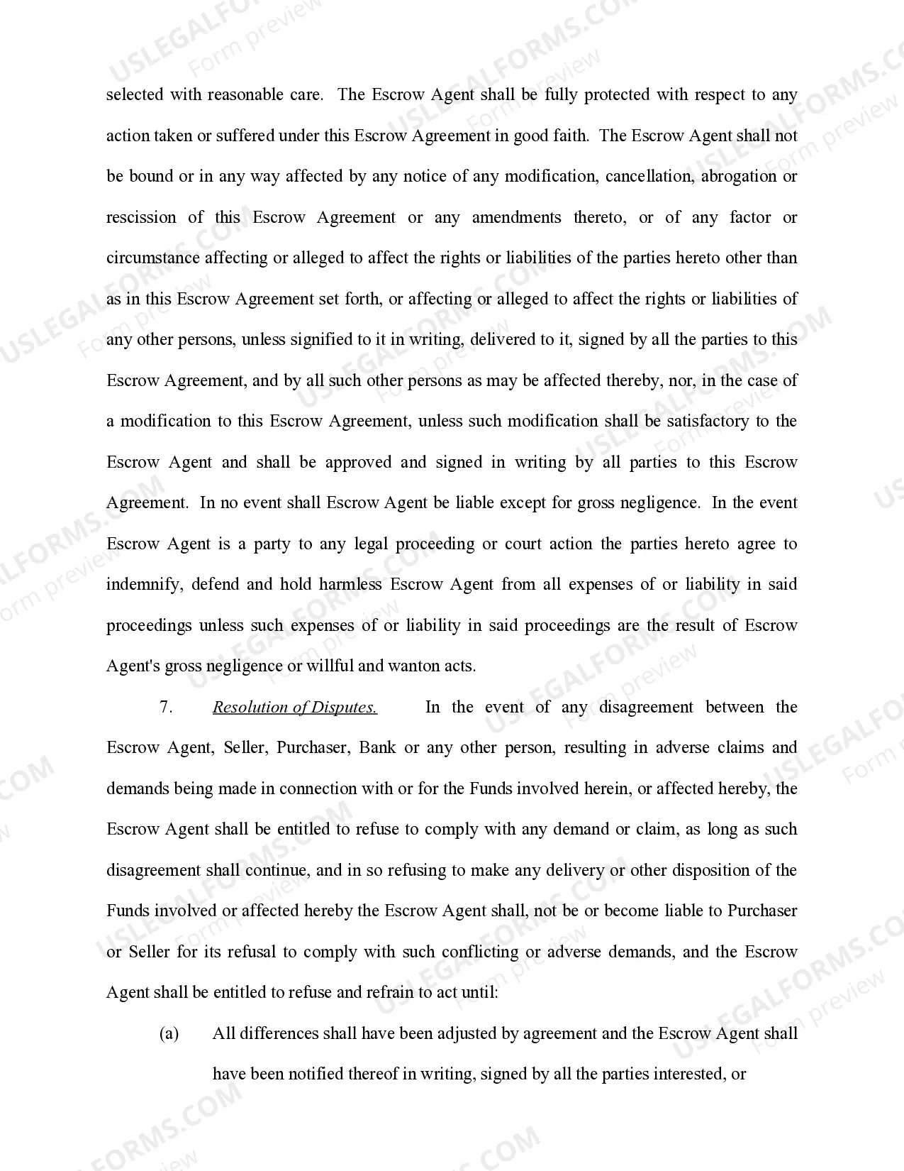 Preview Escrow Agreement involving Bank Loan
