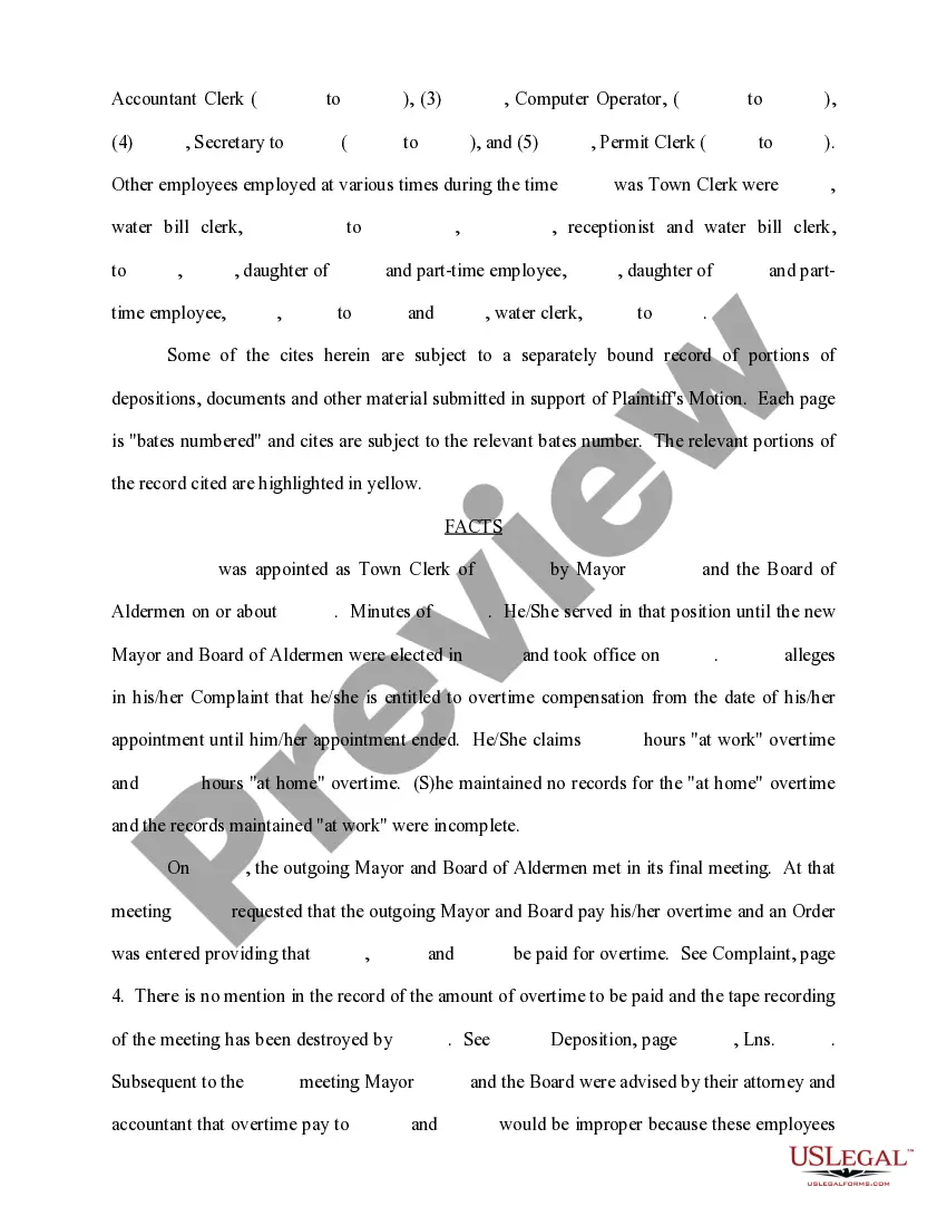 Preview Memorandum in Support of Motion for Summary Judgment by Defendant