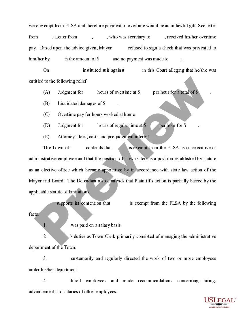 Preview Memorandum in Support of Motion for Summary Judgment by Defendant