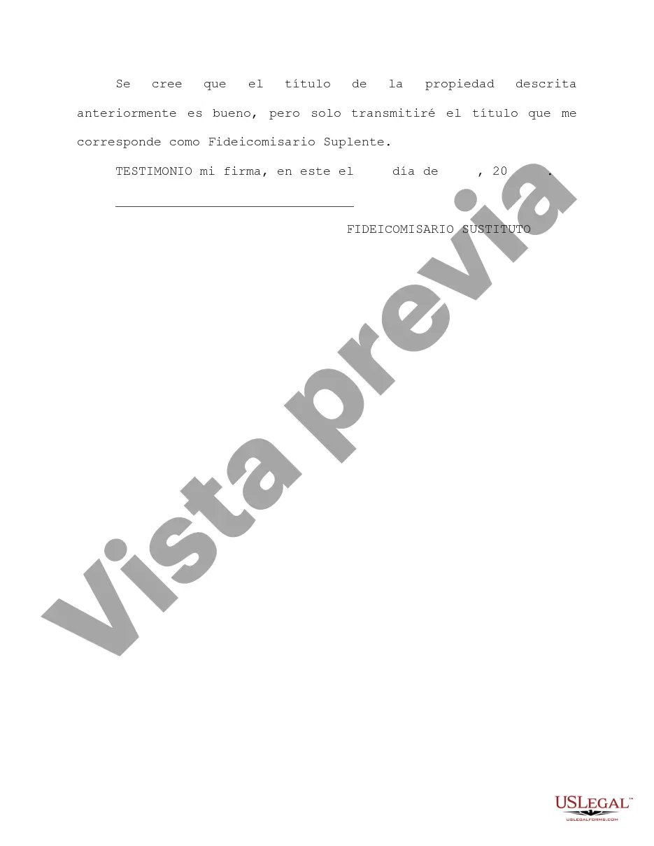 Preview Aviso de venta del fideicomisario sustituto