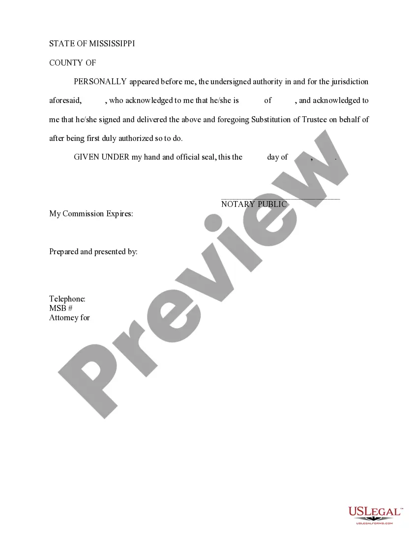 Preview Substitution of Trustee