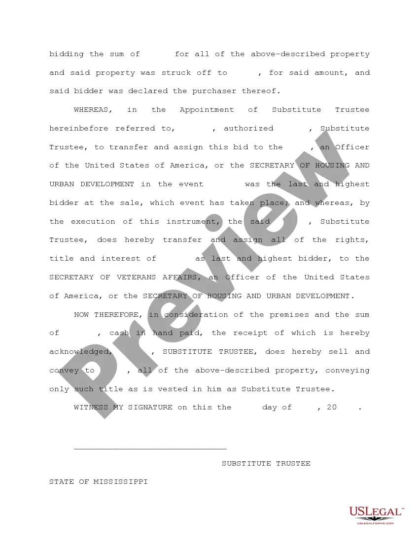 Preview Substitute Trustee Deed