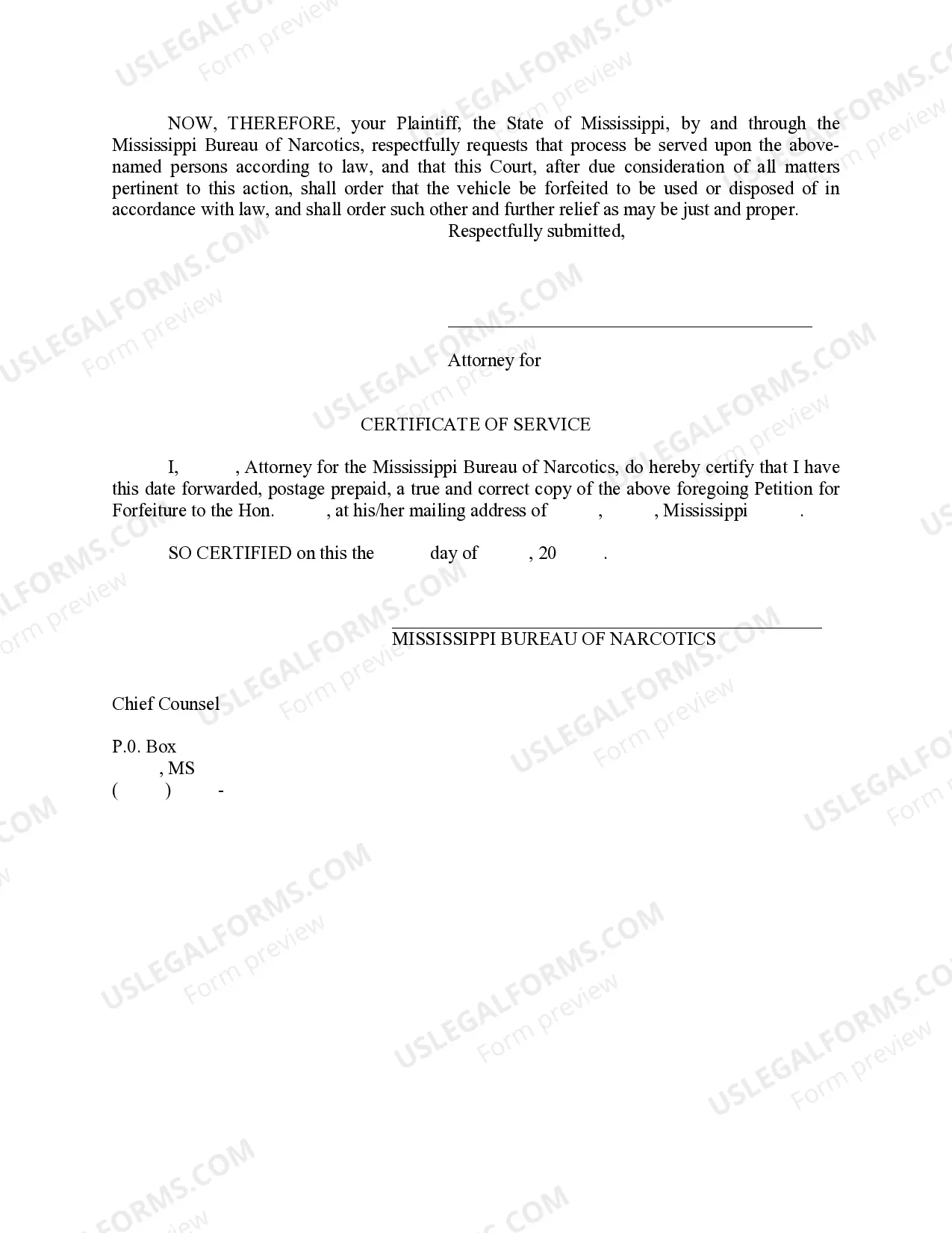 Preview Petition for Forfeiture of Auto - 41-29-101