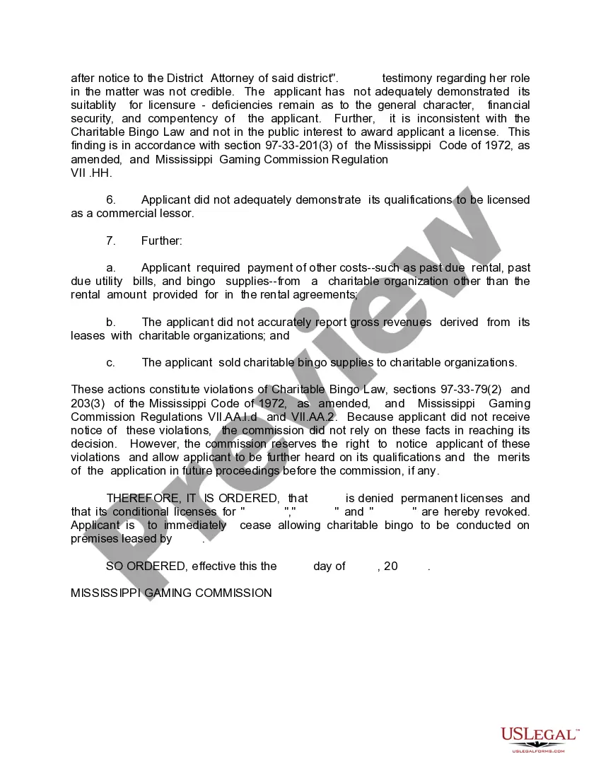 Preview Order of Denial and Revocation