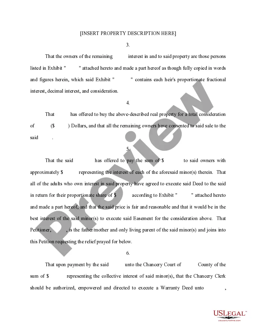 Preview Petition for Authority to Convey Small Undivided Interest In Real Property without Guardianship